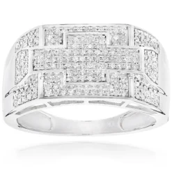 Gold Diamond Men's Ring 0.5ct 10K Yellow Gold Pinky Ring -Outlet Bijou Lush Store gold diamond mens ring 05ct 10k pinky ring mainwh