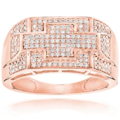 Gold Diamond Men's Ring 0.5ct 10K Yellow Gold Pinky Ring -Outlet Bijou Lush Store gold diamond mens ring 05ct 10k pinky ring ro