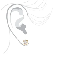 Gold Round Diamond Cluster Earrings 1.3ct 14K White Gold -Outlet Bijou Lush Store gold round diamond cluster earrings 13ctct 14k gold bodye