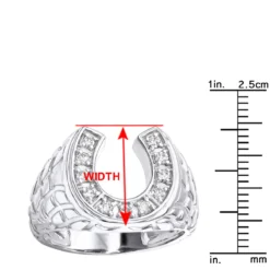 Good Luck Men's 14K Yellow Gold Nugget Horseshoe Diamond Ring 0.5ct By Luxurman -Outlet Bijou Lush Store good luck mens 14k gold nugget horseshoe diamond ring 05ct by luxurman rulerwh