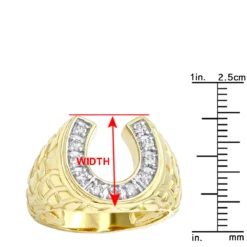 Good Luck Men's 14K Yellow Gold Nugget Horseshoe Diamond Ring 0.5ct By Luxurman -Outlet Bijou Lush Store good luck mens 14k gold nugget horseshoe diamond ring 05ct by luxurman rulerye