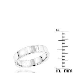 Heavy 5mm Wide Comfort Fit Wedding Ring For Men & Women 14K White Gold Flat Band -Outlet Bijou Lush Store heavy 5mm wide comfort fit wedding ring for men women 14k gold flat band 000500 rulerwh