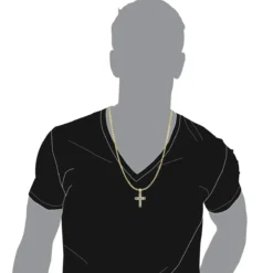 Hip Hop 10K Yellow Gold Cuban Link Chain Diamond Cross Pendant For Men 12 Hip Hop 10K Yellow Gold Cuban Link Chain Diamond Cross Pendant For Men -Outlet Bijou Lush Store hip hop jewelry 10k gold cuban link chain diamond cross pendant for men bodye