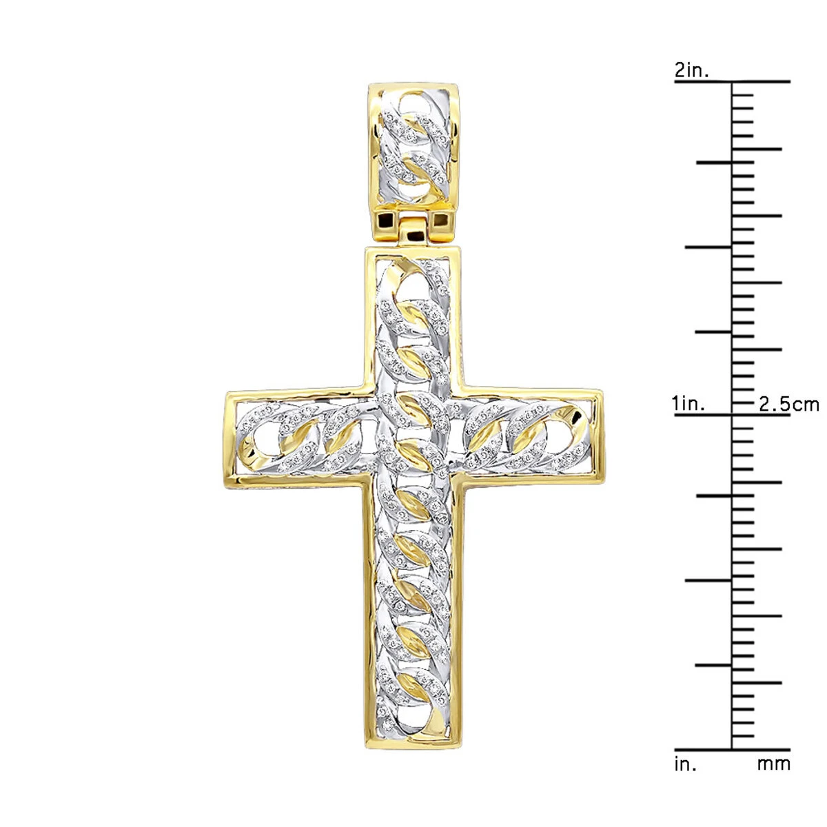 Hip Hop 10K Yellow Gold Cuban Link Chain Diamond Cross Pendant For Men 8 Hip Hop 10K Yellow Gold Cuban Link Chain Diamond Cross Pendant For Men - Image 6