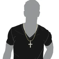Hip Hop 10K Yellow Gold Large Diamond Double Cross Pendant For Men 0.4ct -Outlet Bijou Lush Store hip hop jewelry 10k gold large diamond double cross pendant for men 0 4ct bodye