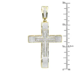 Hip Hop 10K Yellow Gold Large Diamond Double Cross Pendant For Men 0.4ct -Outlet Bijou Lush Store hip hop jewelry 10k gold large diamond double cross pendant for men 0 4ct rulerye