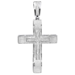 Hip Hop 10K Yellow Gold Large Diamond Double Cross Pendant For Men 0.4ct -Outlet Bijou Lush Store hip hop jewelry 10k gold large diamond double cross pendant for men 0 4ct wh
