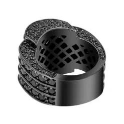 Hip Hop 14K Gold Men's Black Diamond Ring 20ctw -Outlet Bijou Lush Store hip hop jewelry 14k gold mens black diamond ring 20ctw 2