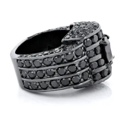 Hip Hop 14K Gold Men's Black Diamond Ring 20ctw -Outlet Bijou Lush Store hip hop jewelry 14k gold mens black diamond ring 20ctw 4