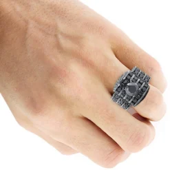 Hip Hop 14K Gold Men's Black Diamond Ring 20ctw -Outlet Bijou Lush Store hip hop jewelry 14k gold mens black diamond ring 20ctw bodwh