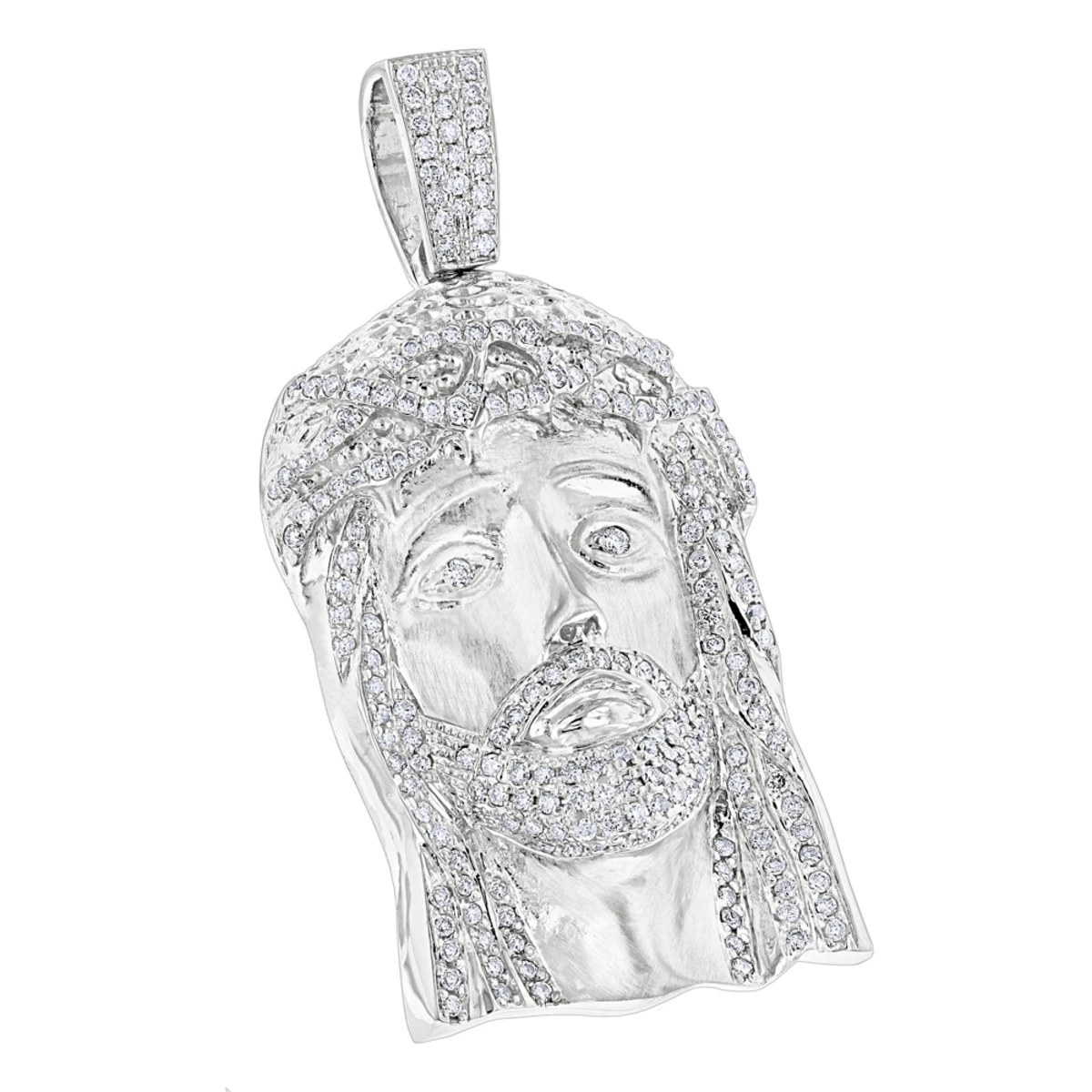 Hip Hop 14K Yellow Gold Round Diamond Jesus Head Pendant 3.5ct By Luxurman 4 Hip Hop 14K Yellow Gold Round Diamond Jesus Head Pendant 3.5ct By Luxurman - Image 2