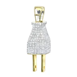 Hip Hop 10K Yellow Gold 3D Real Gold And Diamond Power Plug Pendant For Men -Outlet Bijou Lush Store hip hop jewelry 3d real gold and diamond power plug pendant for men 10k backye