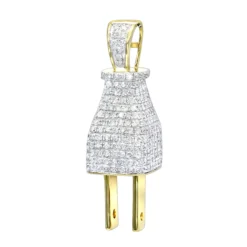 Hip Hop 10K Yellow Gold 3D Real Gold And Diamond Power Plug Pendant For Men