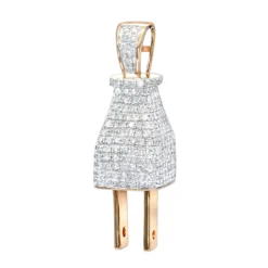 Hip Hop 10K Yellow Gold 3D Real Gold And Diamond Power Plug Pendant For Men -Outlet Bijou Lush Store hip hop jewelry 3d real gold and diamond power plug pendant for men 10k ro