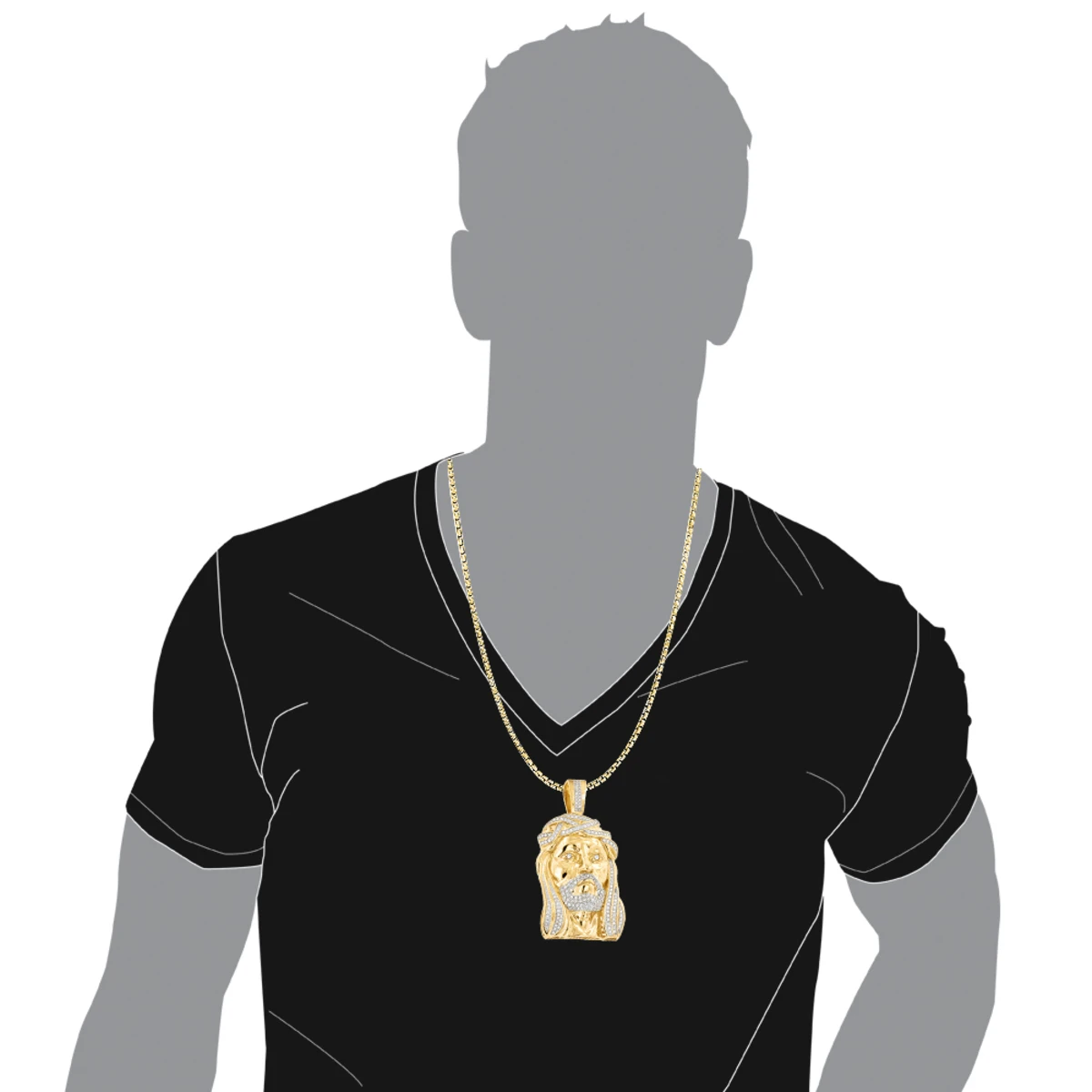 Real Hip Hop Large 14K White Gold Diamond Jesus Face Pendant 7ct 7 Real Hip Hop Large 14K White Gold Diamond Jesus Face Pendant 7ct - Image 5