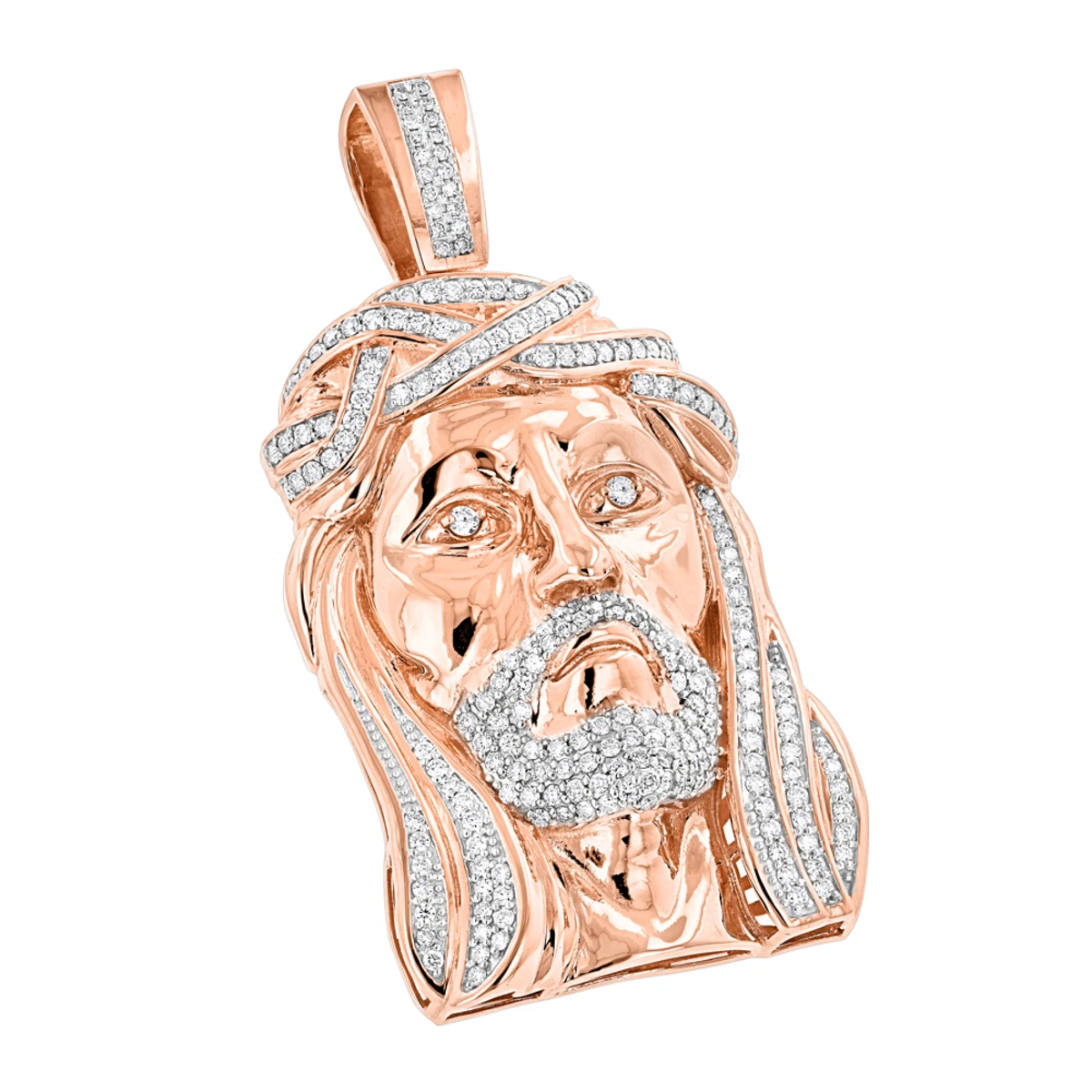 Real Hip Hop Large 14K White Gold Diamond Jesus Face Pendant 7ct 5 Real Hip Hop Large 14K White Gold Diamond Jesus Face Pendant 7ct - Image 3