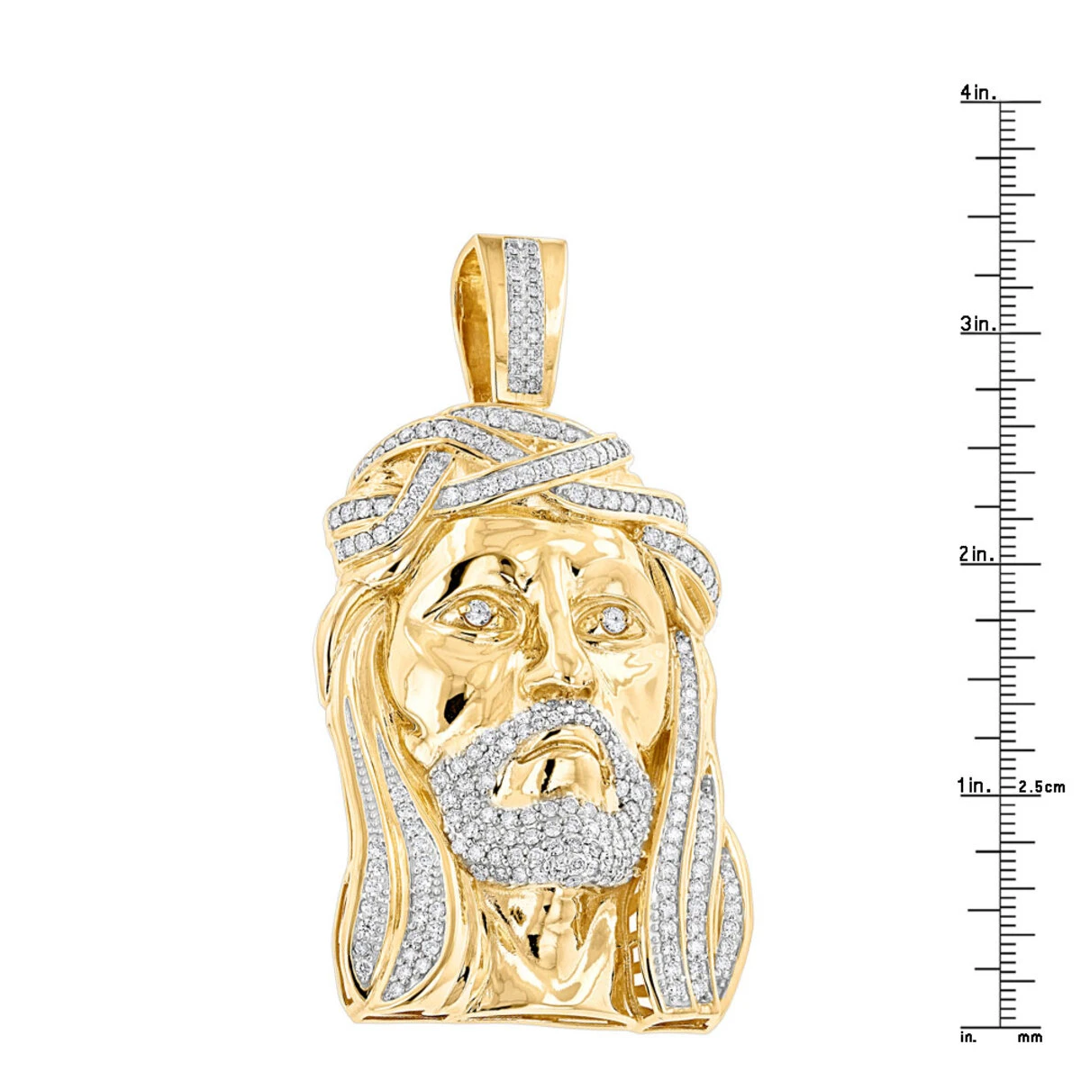 Real Hip Hop Large 14K White Gold Diamond Jesus Face Pendant 7ct 8 Real Hip Hop Large 14K White Gold Diamond Jesus Face Pendant 7ct - Image 6