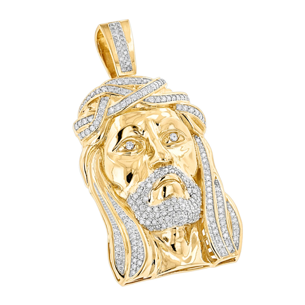 Real Hip Hop Large 14K White Gold Diamond Jesus Face Pendant 7ct 4 Real Hip Hop Large 14K White Gold Diamond Jesus Face Pendant 7ct - Image 2