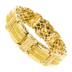 Hip Hop Men's Yellow Diamond Bracelet In Sterling Silver & Gold Plated