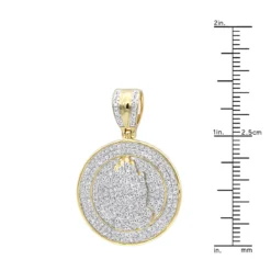 Hip Hop Praying Hands Diamond Pendant For Men 14K Yellow Gold Medallion -Outlet Bijou Lush Store hip hop jewelry praying hands diamond pendant for men 14k gold medallion rulerye