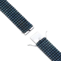 Hip Hop White Blue Diamond Bracelet For Men 1.23ct Silver 7 Hip Hop White Blue Diamond Bracelet For Men 1.23ct Silver -Outlet Bijou Lush Store hip hop jewelry white blue diamond bracelet for men 123ct silver backwh