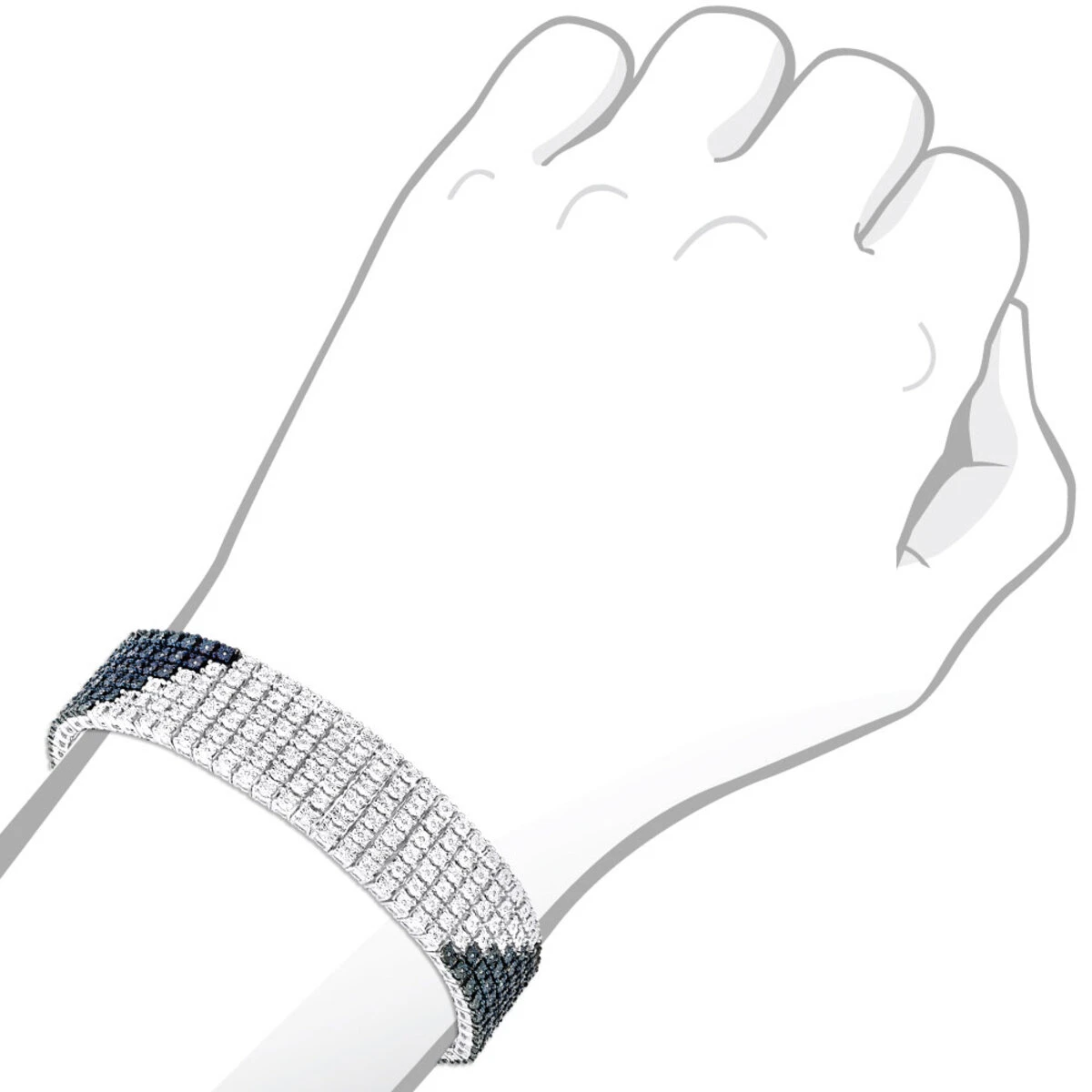 Hip Hop White Blue Diamond Bracelet For Men 1.23ct Silver 5 Hip Hop White Blue Diamond Bracelet For Men 1.23ct Silver - Image 3