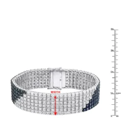 Hip Hop White Blue Diamond Bracelet For Men 1.23ct Silver 9 Hip Hop White Blue Diamond Bracelet For Men 1.23ct Silver -Outlet Bijou Lush Store hip hop jewelry white blue diamond bracelet for men 123ct silver rulerwh