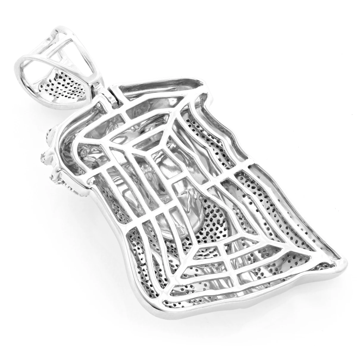 Hip Hop 10K White Gold Diamond Jesus Face Pendant 1.25ct 6 Hip Hop 10K White Gold Diamond Jesus Face Pendant 1.25ct - Image 4