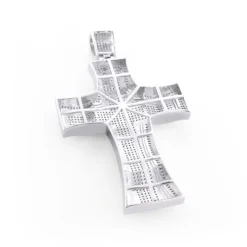 Hip Hop Silver Men's Diamond Cross Pendant 2ct Large -Outlet Bijou Lush Store hip hop silver jewelry mens diamond cross pendant 2ct large 2