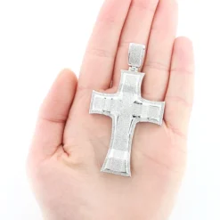 Hip Hop Silver Men's Diamond Cross Pendant 2ct Large -Outlet Bijou Lush Store hip hop silver jewelry mens diamond cross pendant 2ct large 3