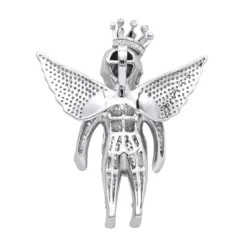 Iced Out Crowned Angel Pendant With Diamonds 10K Yellow Gold 1.5ct -Outlet Bijou Lush Store iced out crowned angel pendant with diamonds in 10k gold 164ct backwh