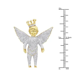 Iced Out Crowned Angel Pendant With Diamonds 10K Yellow Gold 1.5ct -Outlet Bijou Lush Store iced out crowned angel pendant with diamonds in 10k gold 164ct rulerye