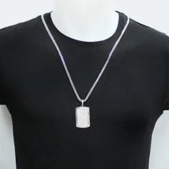 Iced Out Diamond Dog Tag Pendant 1.99ct Sterling Silver -Outlet Bijou Lush Store iced out diamond dog tag pendant 199ct sterling silver p 49510bod