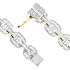 Iced Out Men's Diamond Bracelet 10K Yellow Gold 10 Carats Round Baguette Diamonds -Outlet Bijou Lush Store iced out mens diamond bracelet 10k gold 10 carats round baguette diamonds 407171 clasp yellow