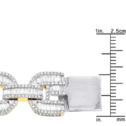 Iced Out Men's Diamond Bracelet 10K Yellow Gold 10 Carats Round Baguette Diamonds -Outlet Bijou Lush Store iced out mens diamond bracelet 10k gold 10 carats round baguette diamonds 407171 ruler yellow