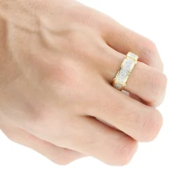 Inexpensive Men's Diamond Wedding Band 0.18ct 10K Yellow Gold -Outlet Bijou Lush Store inexpensive mens diamond wedding band 018ct 10k gold 3