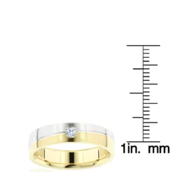 Inverse Men's Diamond Wedding Band 14K Yellow Gold 0.06ct -Outlet Bijou Lush Store inverse mens diamond wedding band 14k gold 006ct ruler