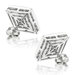 Invisible Set Princess Cut Diamond Stud Earrings 3.05ct 14K White Gold -Outlet Bijou Lush Store invisible set princess cut diamond stud earrings 305ct 14k gold backwh