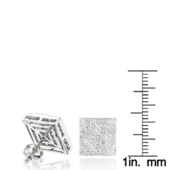 Invisible Set Princess Cut Diamond Stud Earrings 3.05ct 14K White Gold -Outlet Bijou Lush Store invisible set princess cut diamond stud earrings 305ct 14k gold rulerwh