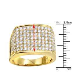 14K Yellow Gold Men's Diamond Ring 2.5 Carat Wide Band By LUXURMAN -Outlet Bijou Lush Store jewelry 14k gold mens diamond ring 25 carat wide band by luxurman rulerye 1