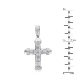14K White Gold Real Diamond Cross Pendant For Men & Women 0.35ct Bottony Trefly 17 14K White Gold Real Diamond Cross Pendant For Men & Women 0.35ct Bottony Trefly -Outlet Bijou Lush Store jewelry 14k gold real diamond cross pendant for men women 035ct bottony trefly rulerwh