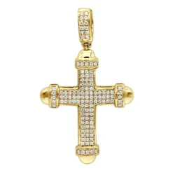 14K White Gold Real Diamond Cross Pendant For Men & Women 0.35ct Bottony Trefly 11 14K White Gold Real Diamond Cross Pendant For Men & Women 0.35ct Bottony Trefly -Outlet Bijou Lush Store jewelry 14k gold real diamond cross pendant for men women 035ct bottony trefly ye