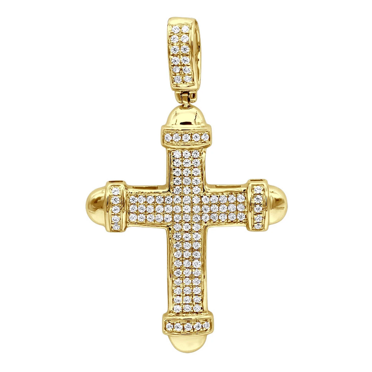 14K White Gold Real Diamond Cross Pendant For Men & Women 0.35ct Bottony Trefly 4 14K White Gold Real Diamond Cross Pendant For Men & Women 0.35ct Bottony Trefly - Image 2