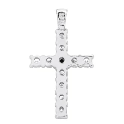 14K White Gold White And Black Diamond Cross Pendant For Men & Women 1.33ct -Outlet Bijou Lush Store jewelry 14k gold white and black diamond cross pendant for men women 133ct backwh