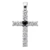 14K White Gold White And Black Diamond Cross Pendant For Men & Women 1.33ct -Outlet Bijou Lush Store jewelry 14k gold white and black diamond cross pendant for men women 133ct mainwh