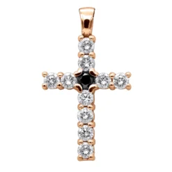14K White Gold White And Black Diamond Cross Pendant For Men & Women 1.33ct -Outlet Bijou Lush Store jewelry 14k gold white and black diamond cross pendant for men women 133ct ro