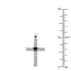 14K White Gold White And Black Diamond Cross Pendant For Men & Women 1.33ct -Outlet Bijou Lush Store jewelry 14k gold white and black diamond cross pendant for men women 133ct rulerwh