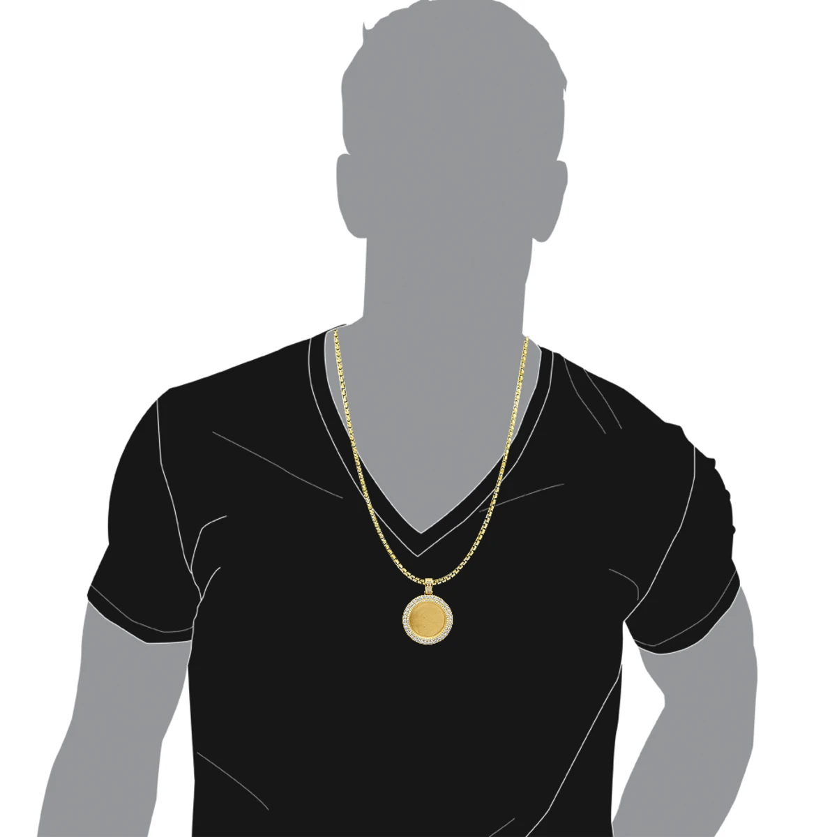 14K Yellow Gold Diamond Medallion Customizable Photo Memorial Pendant 3.7ct 9 14K Yellow Gold Diamond Medallion Customizable Photo Memorial Pendant 3.7ct - Image 7