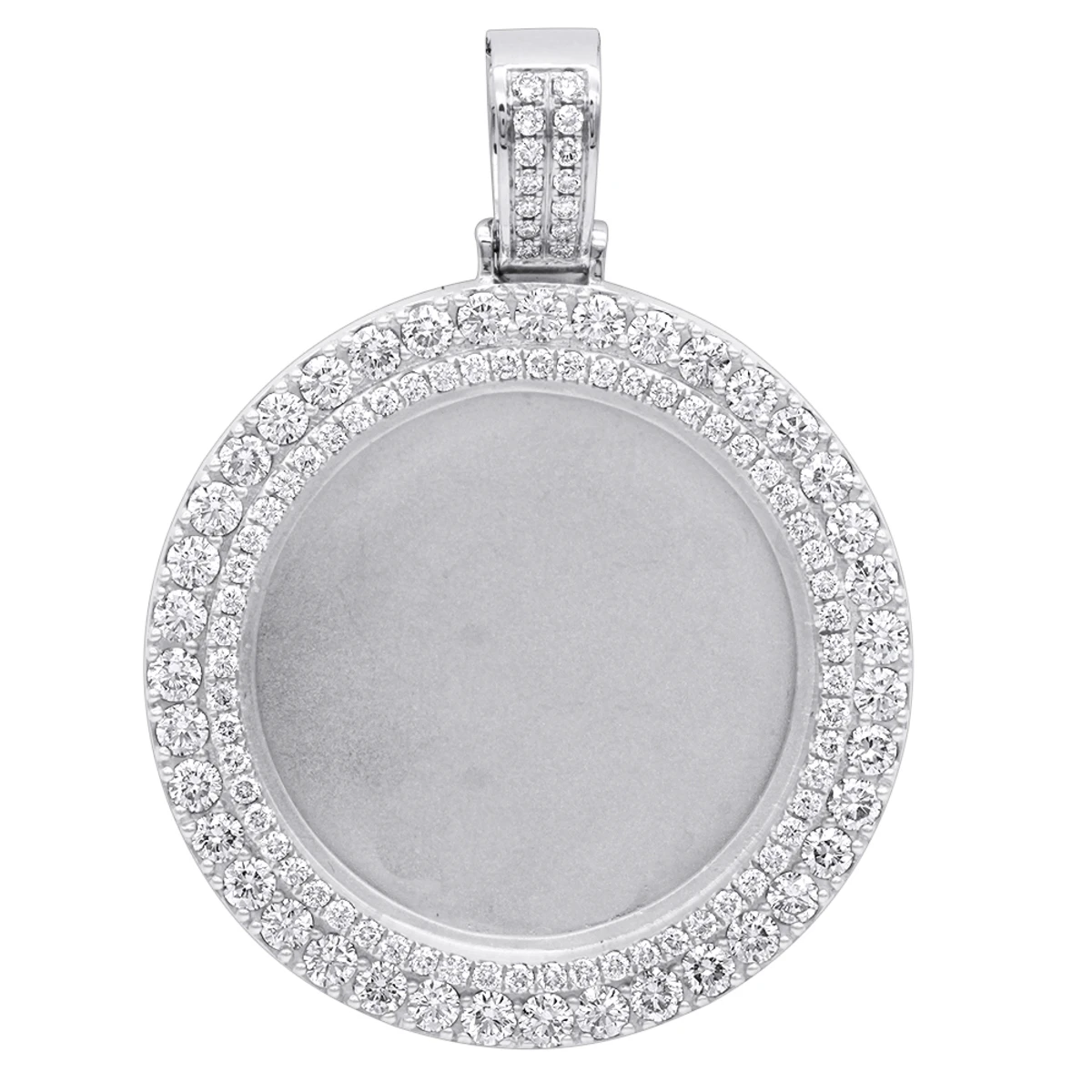 14K Yellow Gold Diamond Medallion Customizable Photo Memorial Pendant 3.7ct 4 14K Yellow Gold Diamond Medallion Customizable Photo Memorial Pendant 3.7ct - Image 2