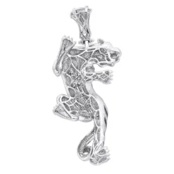 3D 10K White Gold Black White Diamond Tiger Pendant For Men 8.5ct By Luxurman -Outlet Bijou Lush Store jewelry 3d 10k gold black white diamond tiger pendant for men 85ct by luxurman backwh